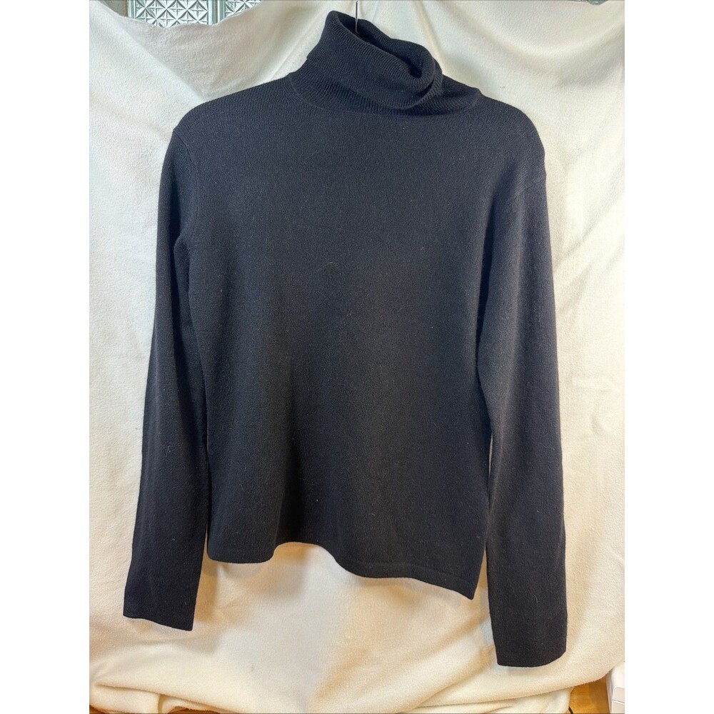 Womens 100% Cashmere Turtleneck Sweater Black Long Sleeve Apt 9 Medium NWT
